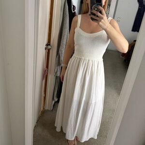 By the river Elegant cream Knit midi Dress, medium